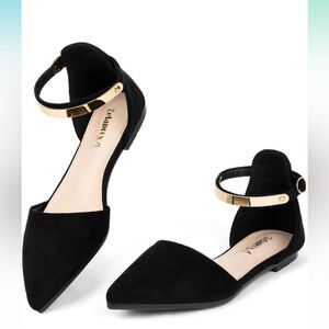 Pointed Toe Flats- Black